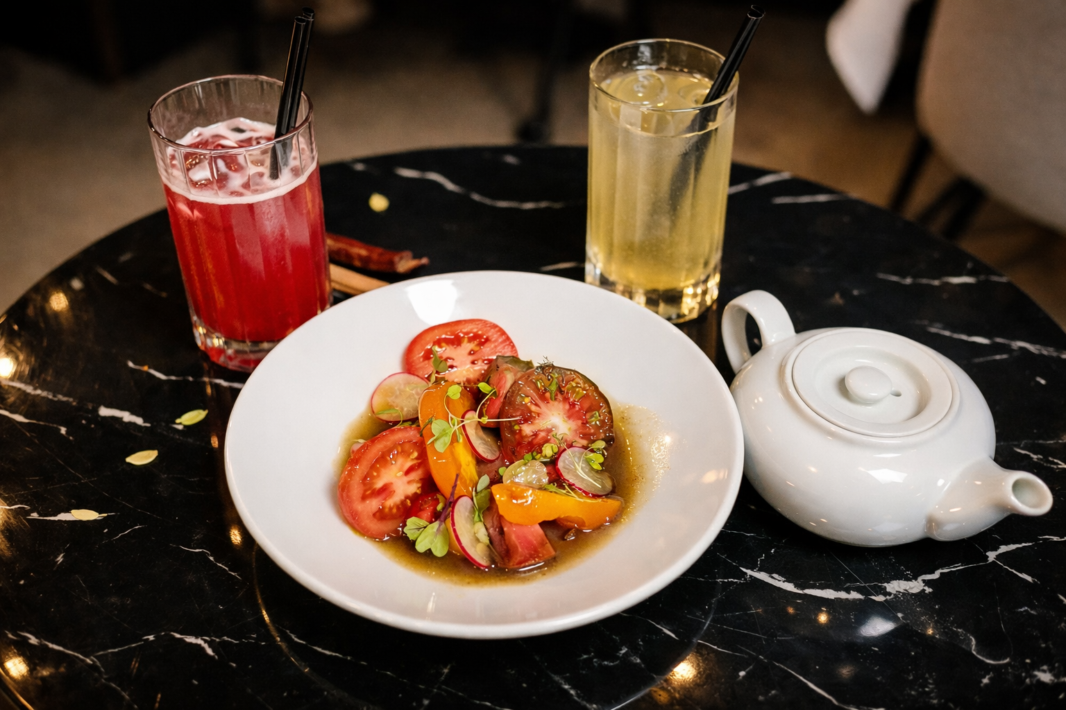 Butter Chicken curry in a creamy tomato sauce served over fragrant basmati rice with fresh coriander