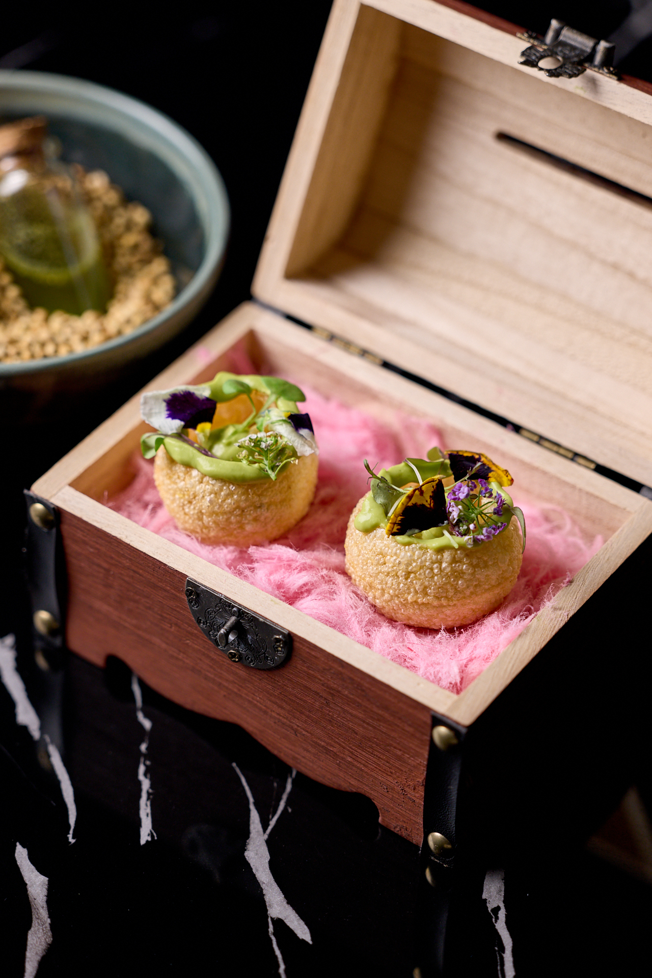 A beautifully plated South Indian delicacy showcasing rich spices and vibrant colors