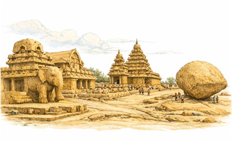 Mamallapuram — UNESCO World Heritage Site of 7th century Pallava temples